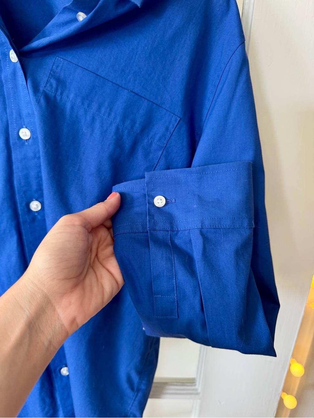 Lands' End Bright Blue Collared Button-Down Shirt - Picture 3 of 6
